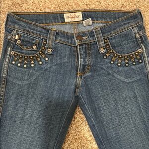 Frankie b Women's Blue Jeans with Studded Detail